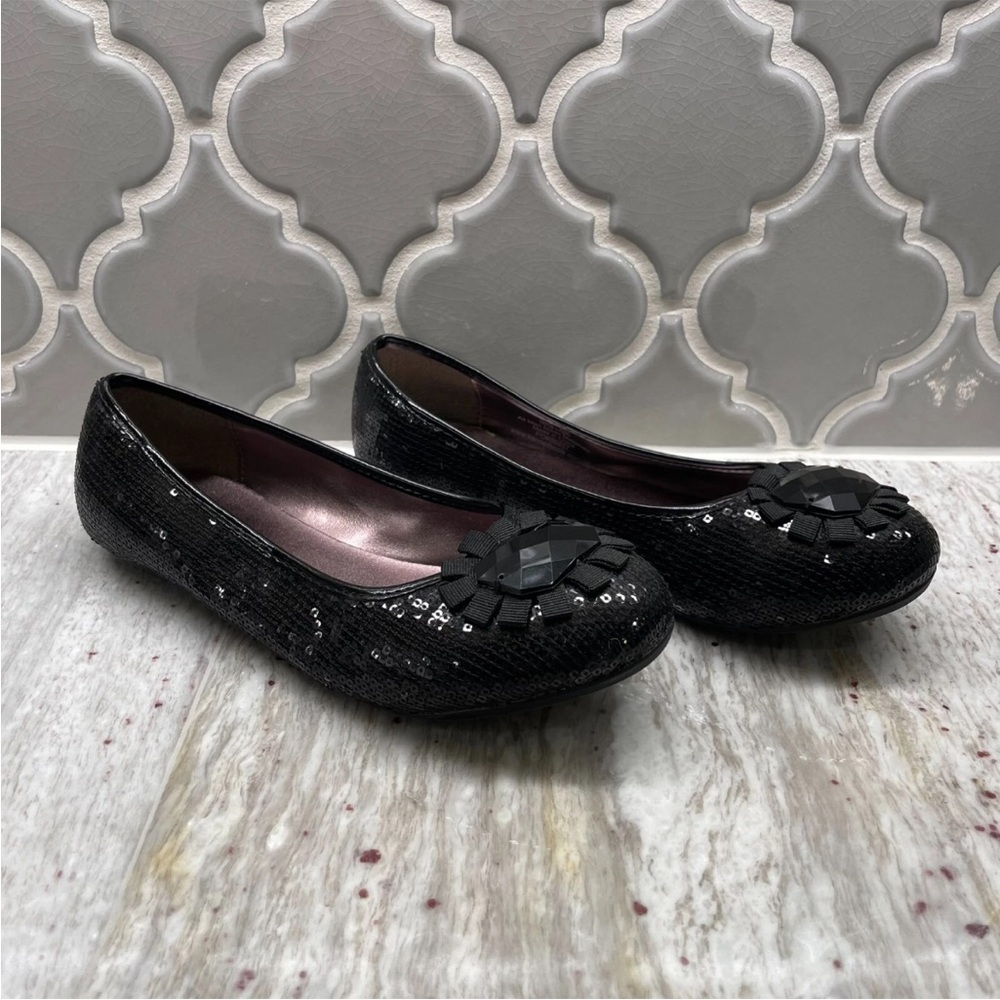 Girls Size 4M - Sparkly Black Flat Shoes - Kenneth Cole Reaction - SING HIGH